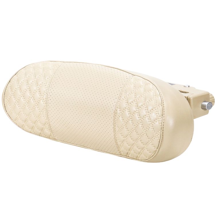 Green Lion Car Head Rest with Memory Foam and Soft Fabric, Adjustable & Rotatable - Light Brown
