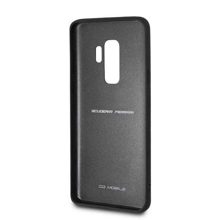 CG MOBILE Ferrari On Track PU Leather Hard Phone Case Compatible for Samsung Galaxy S9 Plus | Protective Mobile Case Officially Licensed - Black