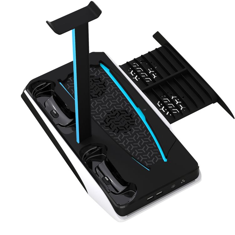 Porodo Gaming Multi-Function PS5 and Headphone Cooling and Charging Hub - White/Black