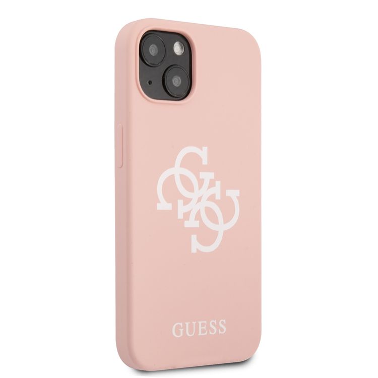 CG MOBILE Guess Liquid Silicone Case Big 4G with Logo Print Compatible for iPhone 13 Mini (5.4") Anti-Scratch, Easy Access to All Ports, Shock Absorption