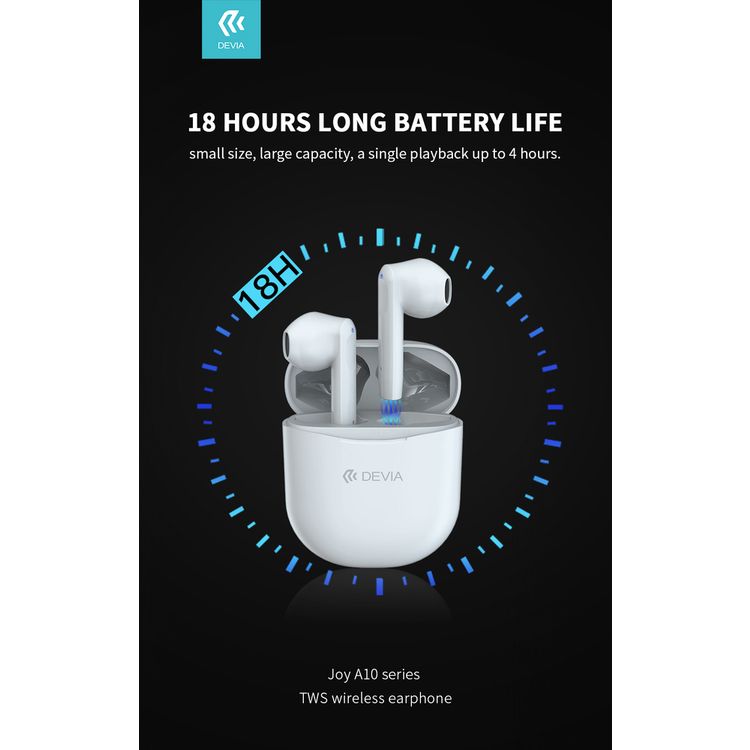 Devia 351075-WH Joy A10 Series TWS Wireless Earphone Bluetooth Version V5.1 - White