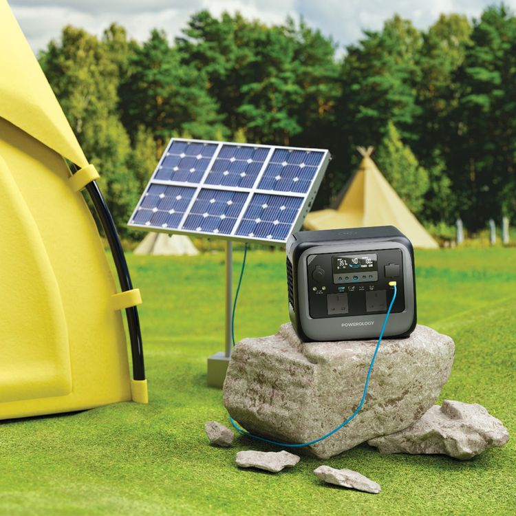 Powerology Pater II Portable Power Station with 700W Rated Power, 1400W Peak Power, 472.5Wh Battery Capacity, 230V Voltage, 350W Max Solar Input, PD 100W Max USB-C Output, 15W Wireless Output, 120W Max Car Port Output, 2x AC Outlets, Power Monitoring Display, Built-in Safeguards - Gray