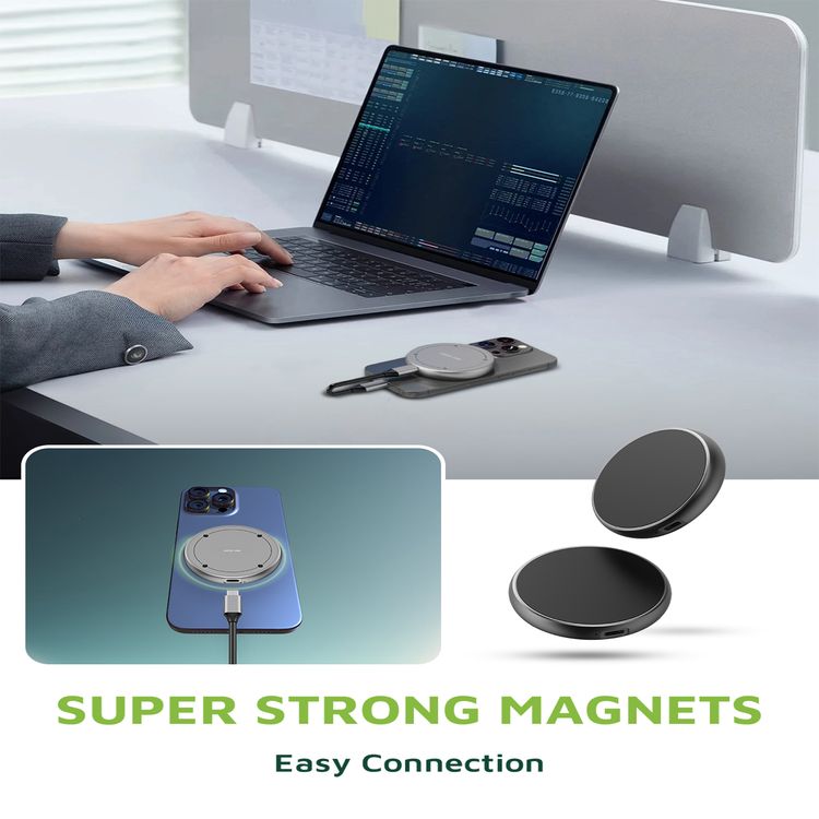 Green Lion MagSafe M.2 NVMe SSD Case with Aluminum Alloy & Silicone Pad Material, Type-C Port, Supports Windows, MacOS, iOS, Linux, Android - Gray