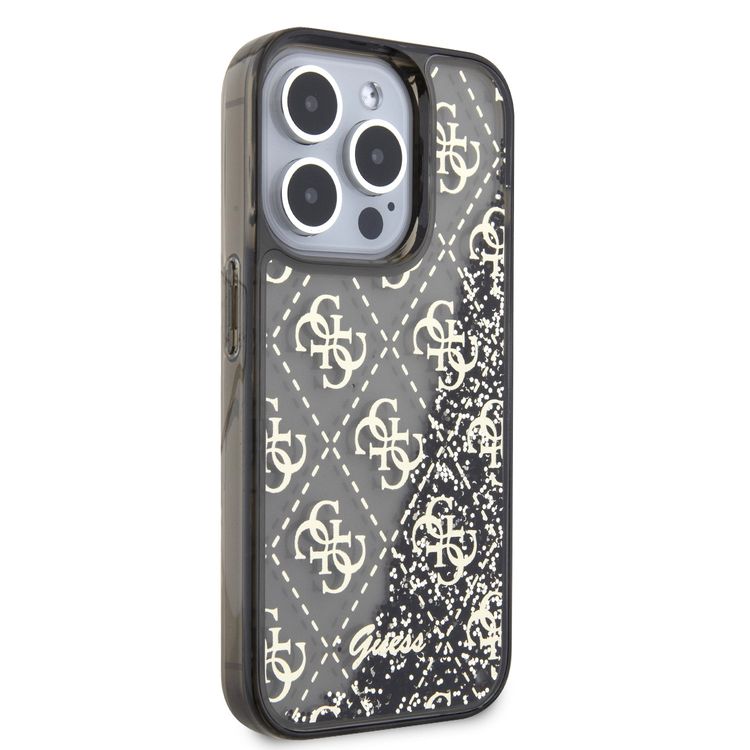 Guess Liquid Glitter Case with 4G Pattern - Black - iPhone 15 Pro