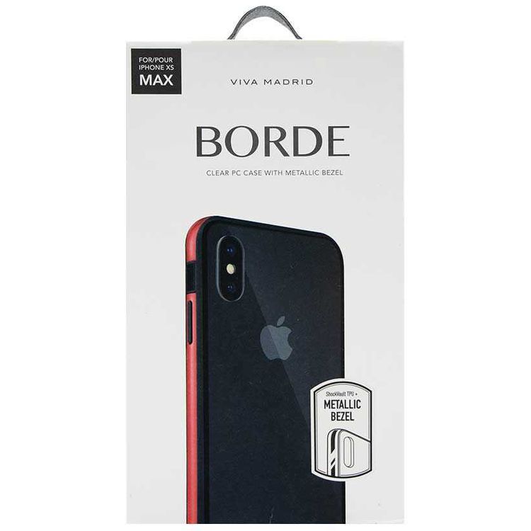 Viva Madrid Borde Transparent Back Case Compatible for iPhone Xs Max - 360° Aluminum Frame - Shock Absorbent Bumper - 4H Scratch Resistance - Drop Protection Back Cover - Red