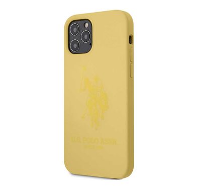 CG Mobile U.S. Polo Assn. Liquid Silicone Hard Case for iPhone 12 / 12 Pro (6.1") Shock & Scratch Resistant, Suitable with Wireless Chargers Officially Licensed - Yellow