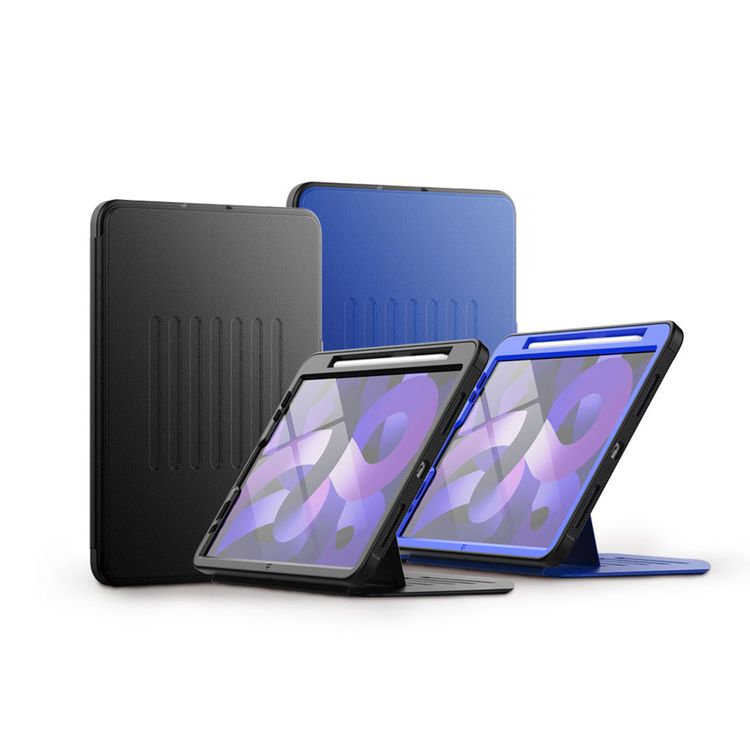 Levelo Luxora Case for iPad 11" (2018 - 2022), Adjustable Multi-Angle Viewing, Premium PU Leather Finish, Shockproof, Anti-Fingerprint, Built-in Pen Holder & Built-in 2 Card Slots, Magnetic Flap Closure - Black