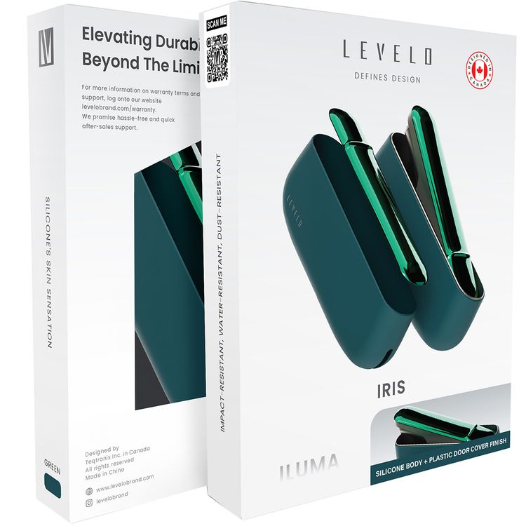 Levelo Iris Pro Silicone Case for IQOS ILUMA 2023, Slip-Resistant, Soft Silicone Feel Finish, Impact, Water & Dust Resistant, Plastic Door Cover Finish, Ultra-Slim - Green