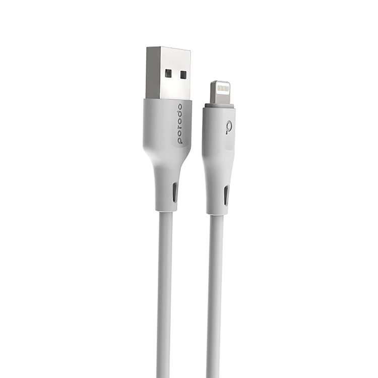Porodo USB-A to Lightning Cable with 2.4A Current, 2m Cable Length, TPE & PVC Materials, Fast Charge & Data Sync, More than 5000 Bends Lifespan, Safe & Reliable, Smart Design - White