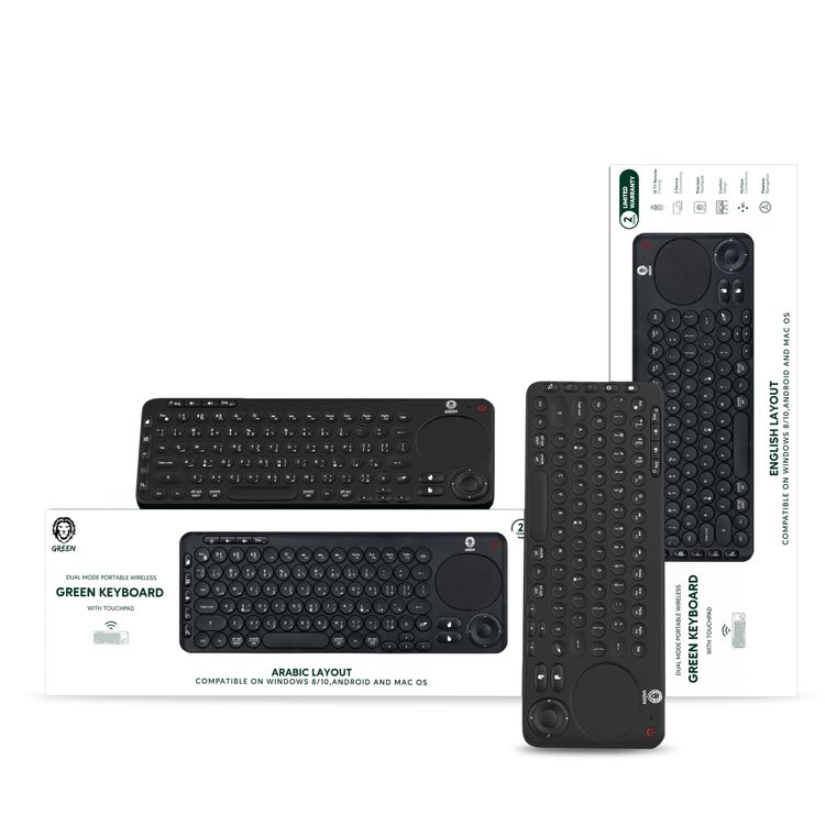 Green Lion Dual Mode Portable Wireless Bluetooth Keyboard ( Pure English ) with Precision Touch Pad Compatible for Windows 8/10, Android, Mac OS, Comfort Design  - Black