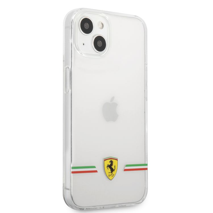 CG MOBILE Ferrari Transparent Case Italia Wings Print Logo Compatible for iPhone 13 Mini (5.4") Scratches Resistant, Easy Access to All Ports