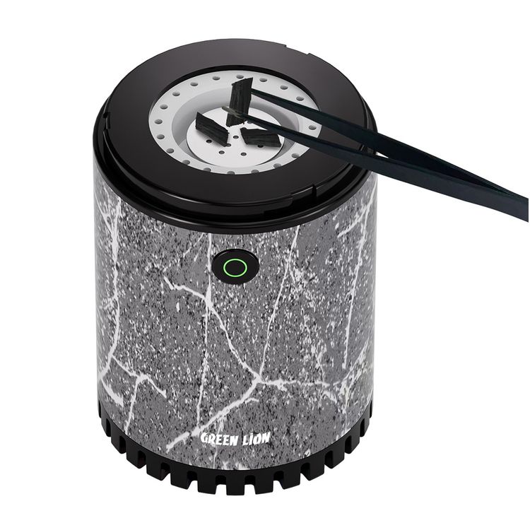 Green Lion Classic Bakhour with Auto-Off Function, 20W Power, Up to 18 Burning Cycles, 400-450°C Heating Temperature, ABS Material, 2 Hours Recharge Time, Strong Fragrance, Fast Burning - Gray