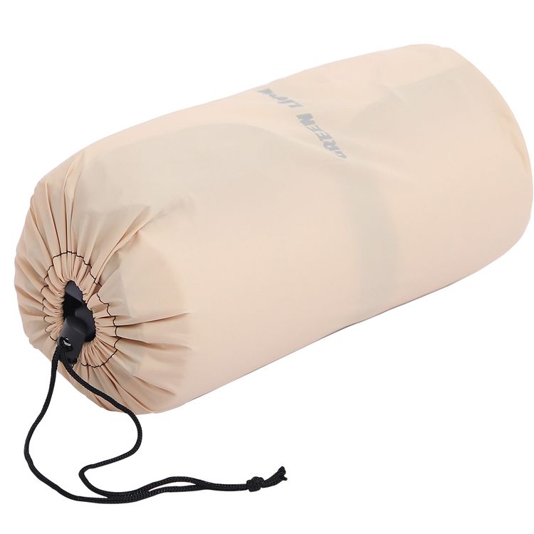 Green Lion Inflatable Camping Pillow with Cushioned Foam Layer, Soft & Skin-Friendly, 5-Layer Construction, Ergonomic Neck Support, 10s Quick Self-Inflating, Carry Bag Included, Cushioned Foam Layer - Beige