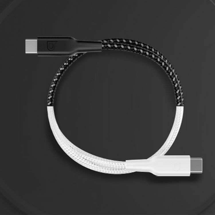 Powerology Braided USB-C to USB-C with 60W Power Delivery, 30cm Cable Length, Universal Compatibility, Fast Charge & Data Transfer - Black