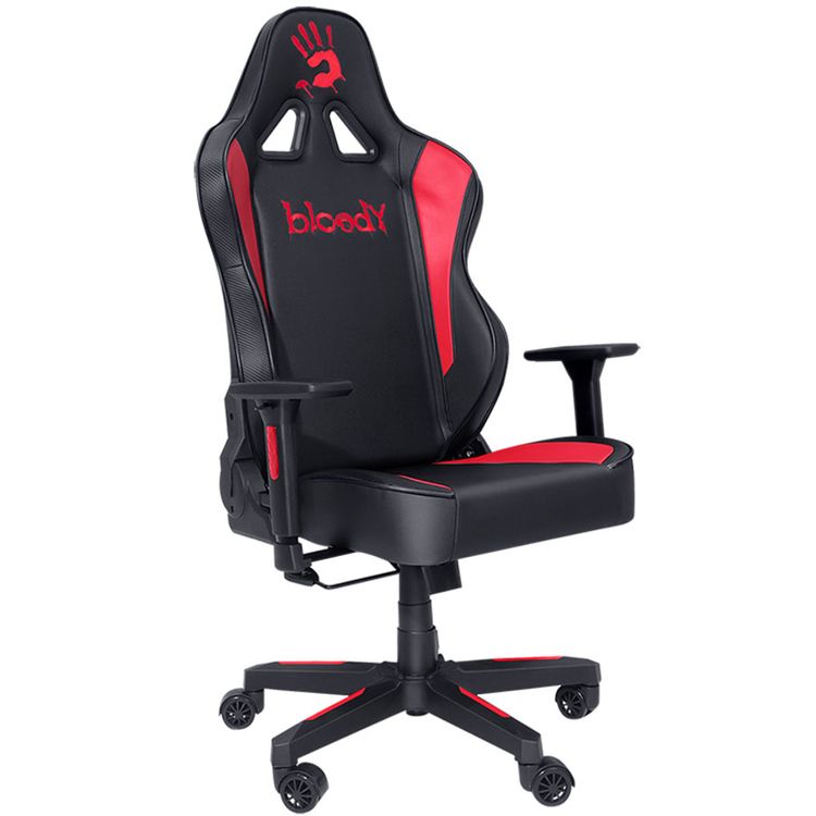 Bloody Gaming Chair, Ergonomic Backrest, High-Density Foam Cushion, 3D Adjustable Armrests, Class 4 Hydraulic Piston, Soft & Reliable Pillow - Black / Red