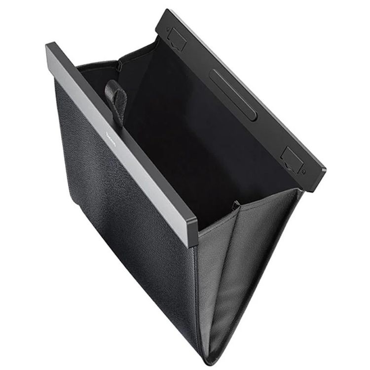 Baseus Large Garbage Bag for Back Seat of Cars, Magnetic Closure, Easy Attachment with Hooks, 5kg Maximum Weight Load, Waterproof and Leakproof - Black