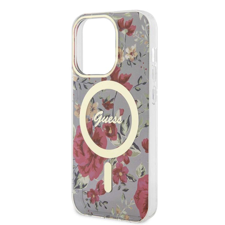 Guess Magsafe IML Case with Flower Pattern - Kaki - iPhone 15 Pro Max