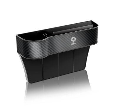 Green Lion Carbon Fiber Universal Car Seats Organizer, Insert Between Seat & Console, Keep Car More Clean and Organized - Black