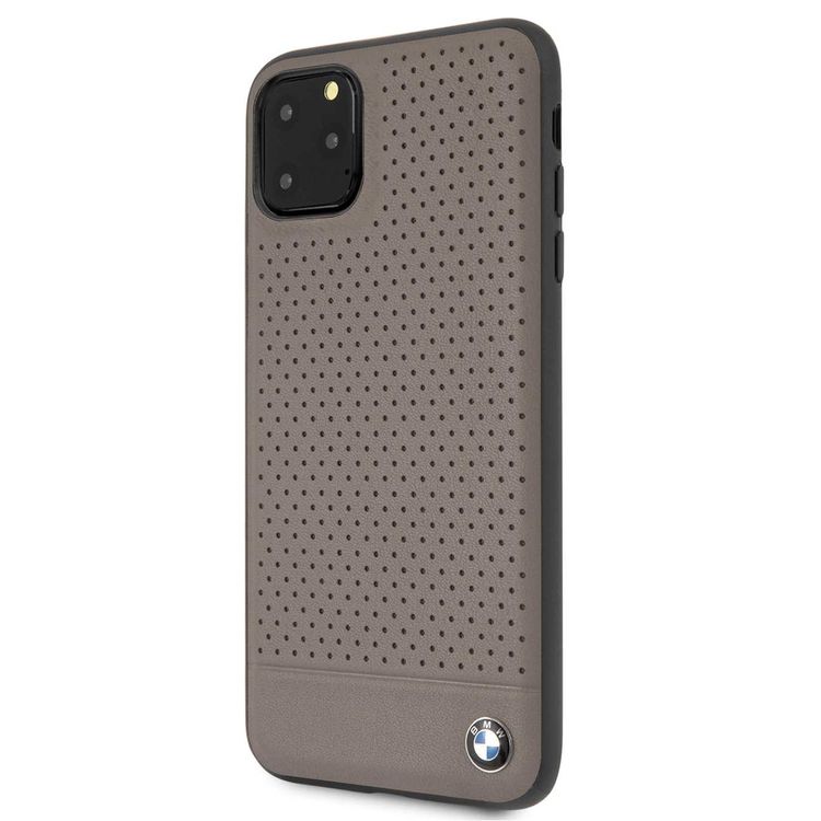 CG MOBILE, BMW Perforated Leather HardCase Compatible w/ iPhone 11 Pro Max, Premium Leather, Anti-Scratch, Camera Protection, Easy Access to All Ports - Brown
