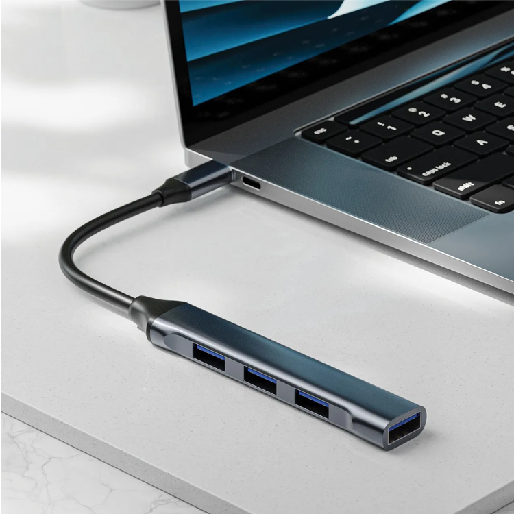 Green Lion 4 IN 1 USB-C Hub & Docking Station Adapter, PD 100W, 1×USB-A 3.0 & 3×USB-A 2.0 Ports, Plug & Play, Universal Compatibility, Up to 400 Mbps High Speed Data Transfer, for Laptop & Keyboard &  Mouse & Cables - Black