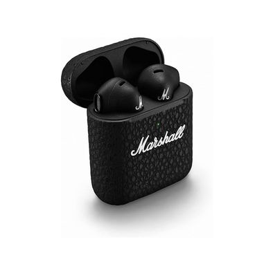 Marshall Minor III Wireless Earbuds, 25 Hours Playtime, Intuitive Touch Controls, Fast & Wireless Charging, Water Resistant, Custom Tuned Drivers, Marshall Signature Sound, 10m Bluetooth Range - Black