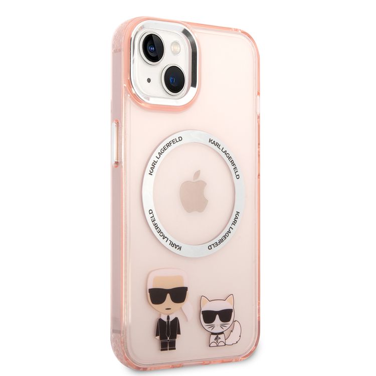 Karl Lagerfeld Magsafe PC/TPU Case with Ring Wireless Chargeable iPhone 14 Pro Compatibility - Pink