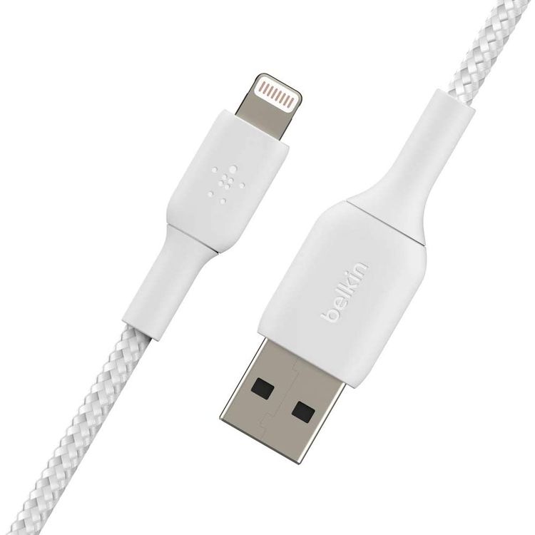 Belkin BOOST CHARGE USB-A to Lightning Braided Cable 6 Inches - Ultra Portable iPhone/iPad/Airpods Charge  - White