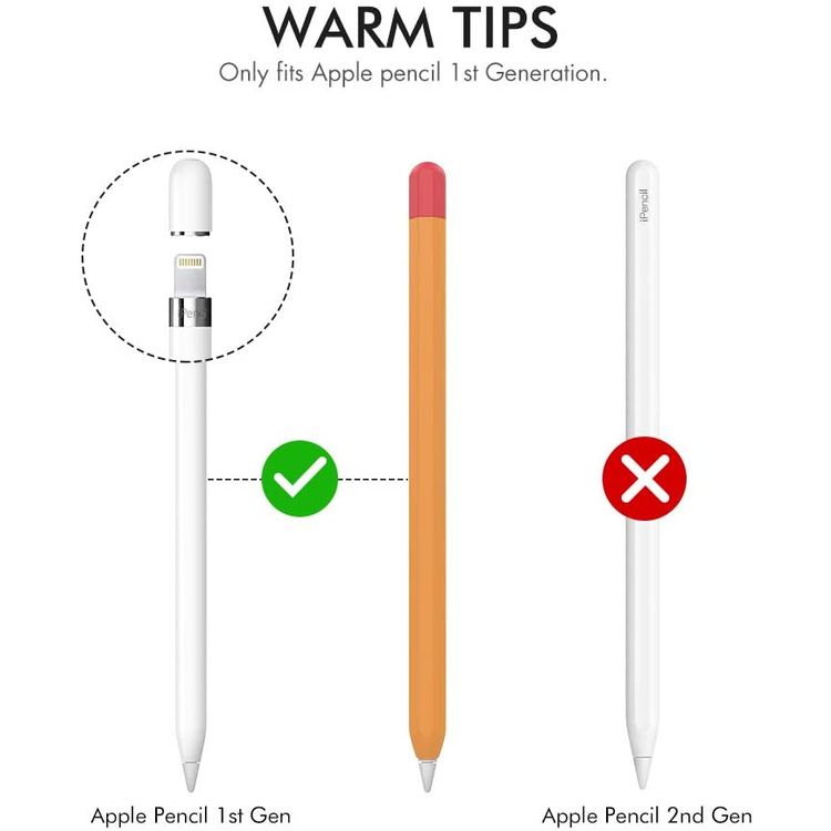 Ahastyle Duotone Case, Premium Silicone Anti-Slip Sleeve Cover with Cable Adapter Tether Kit Compatible for Apple Pencil 1st Generation - Orange/Red