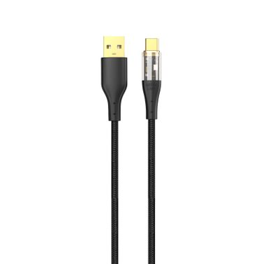 Green Lion Transparent USB-A to USB-C Cable with 1m Length, 480Mbps Data Transfer Speed, Charge & Sync, 12W Power, 48 Braided & Modified PVC Material - Black
