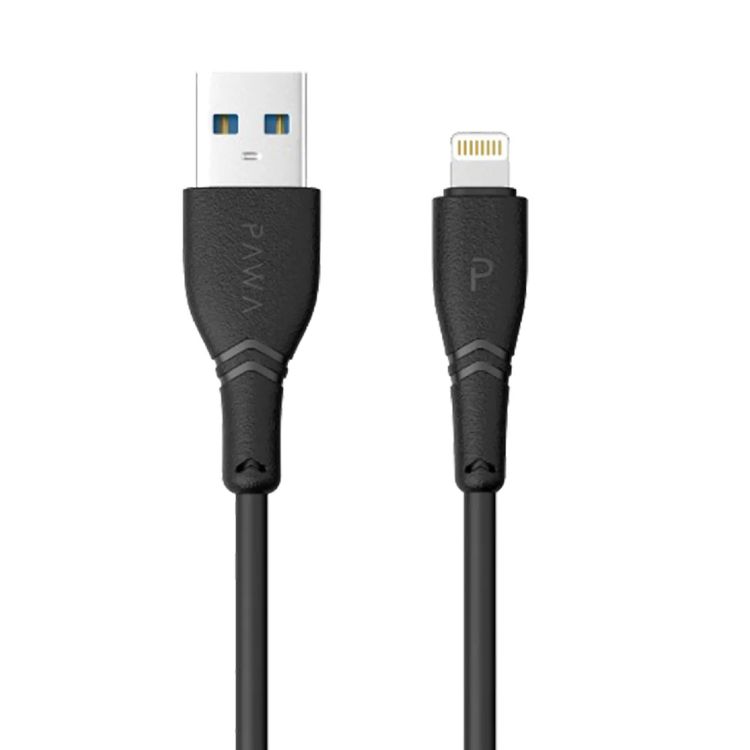شاحن سيارة باوا متين بمنفذ USB مزدوج 2.4 أمبير مع كابل لايتنينج - أسود