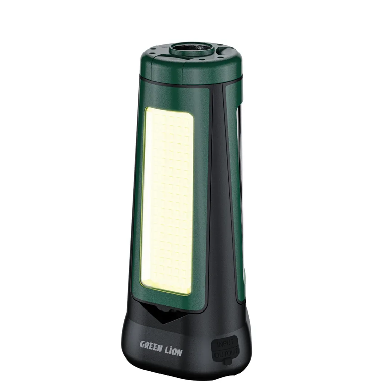 ضوء التخييم من جرين ليون إكسبلورر ترايبود 4500 لومن، وظيفة بنك طاقة، قابل للطي، شحن بواسطة Type-C و الطاقة الشمسية، شاشة رقمية، جهاز تحكم عن بعد، مدة تشغيل تتراوح بين 7 إلى 25 ساعة، بطارية 9000 مللي أمبير في الساعة، ارتفاع 180 سم مع تصميم تلسكوبي، كشاف LED - لون أسود