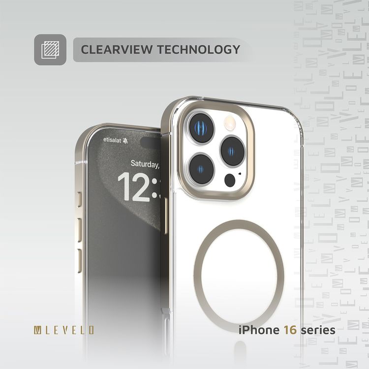 Levelo Claire Magsafe Case with Aluminum Bumper Case for iPhone 16 Pro Max, Hybrid Case, MagSafe Compatibility - Titanium