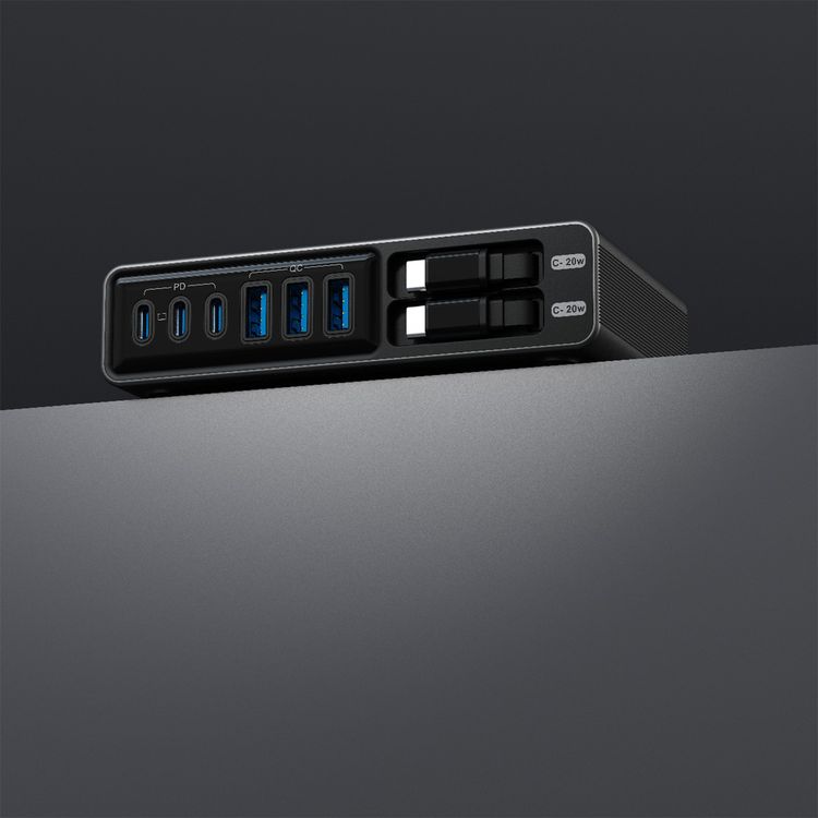 Powerology Univo Charging Station with 320W Total Output, Multi-Device Charging, Laptop Charging Compatibility, Advanced Safety Protection, Smart Charging Technology - Black