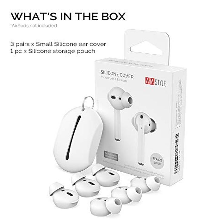 AhaStyle Silicone Cover for Airpods ( 3 Small Pairs ) - White