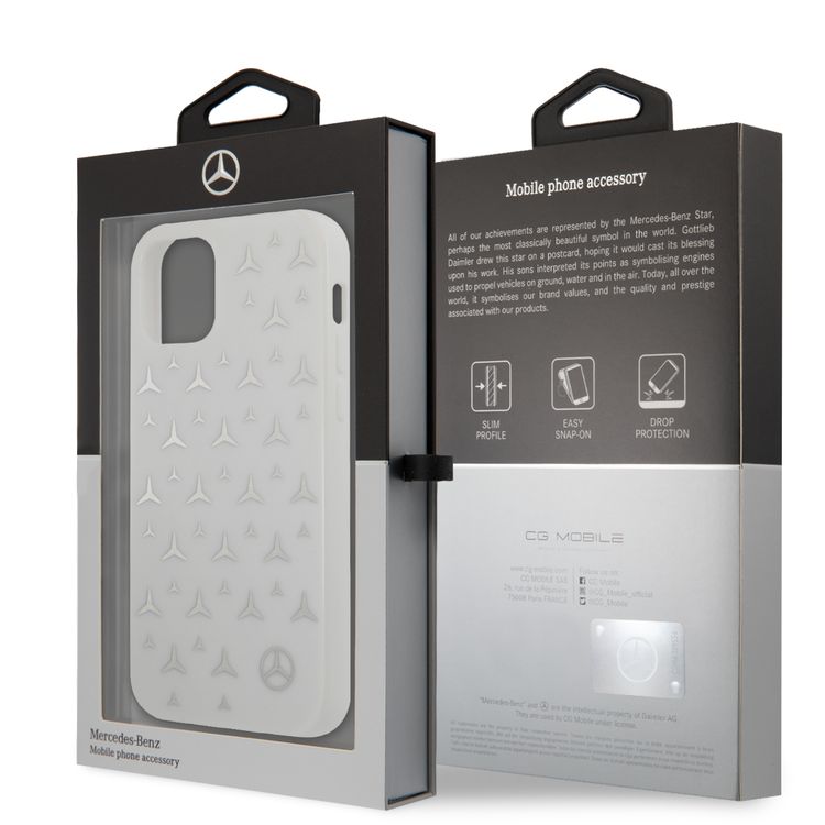 CG MOBILE Mercedes-Benz PC/TPU Silver Stars Pattern Case Compatible for iPhone 12 Pro Max (6.7") Scratches Resistant, Easy Access to All Ports