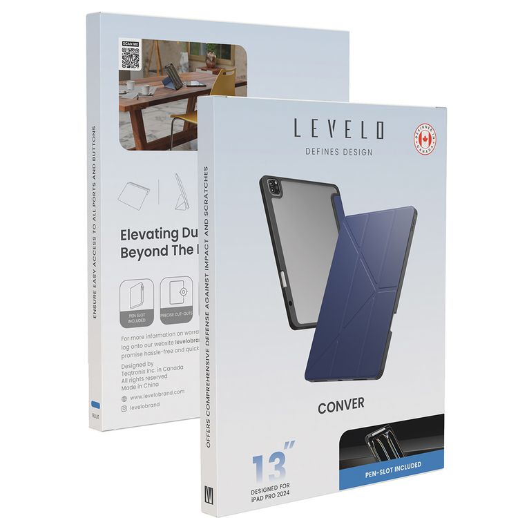 Levelo Conver Clear Back Hybrid Case for iPad Air 13", Lightweight Design, Precise Cut-Outs, Easy Snap-On - Blue 