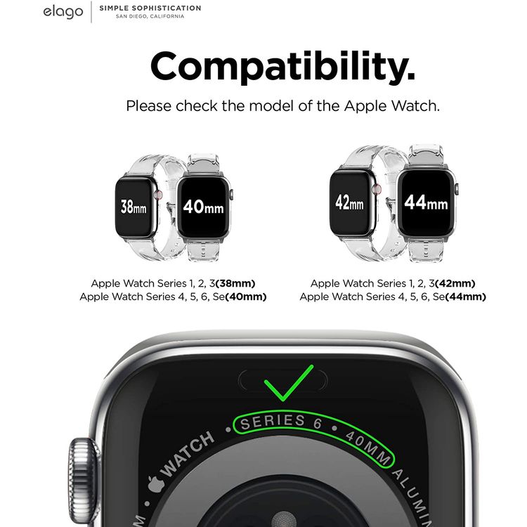 elago Clear Strap Compatible with Apple Watch Band, Compatible with iWatch Series 6 SE 5 4 3 2 1, Transparent Smartwatch Replacement Wrist Band (38mm/40mm) - Clear