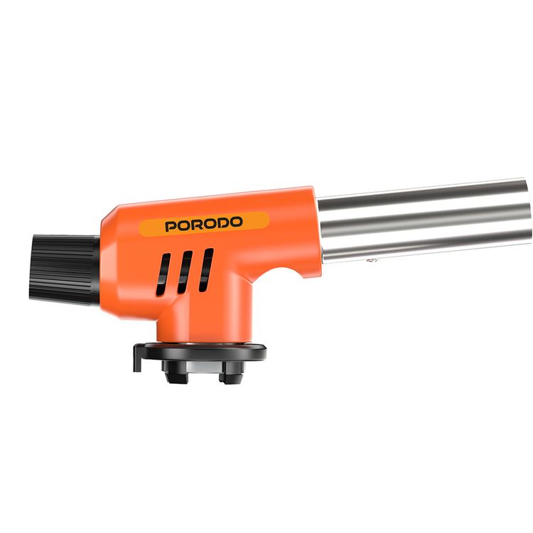 Porodo Multi-Function Butane Gas Lighter with Piezo Ignition, Quick & Easy-to-Use, Adjustable Flame, 1300°C Maximum Temperature, 150g/h Gas Consumption, Light & Safe Design - Black