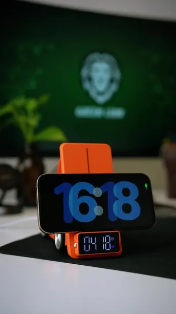 Green Lion Forklift 5-in-1 Wireless Charger in UAE | Fast Charging, 15W Phone Output - Orange | (GN5N1FWCOG)