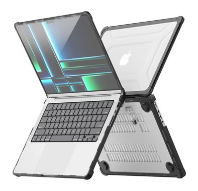 Levelo Espectro Case for MacBook Pro 14" (2021-2023), 360° Full Protection, Foldable Stand Design, Built-in Air Vents, Shock-Proof Edges, Easy Installation & Removal - Black