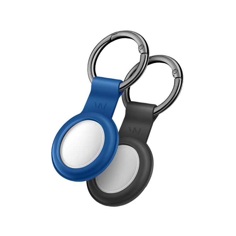 Viva Madrid Airtrax Flexo Duo Bundle Pack Silicone Case with AirTag, Scratch Protective Skin Cover, Anti-Lost Holder w/ Key Ring Suitable for AirTag Bluetooth Tracker Black & Blue