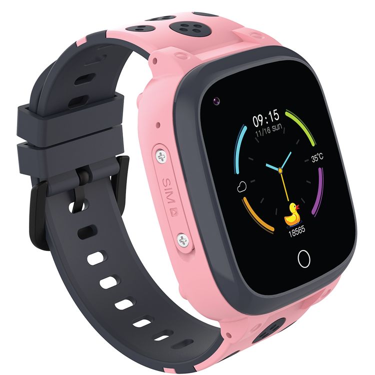 Porodo Kids 4G Smartwatch with Video Calling, 2 Days Working Time, Touch Screen, Count Steps, Body Temperature, Nano Sim Slot, 650mAh Battery - Pink
