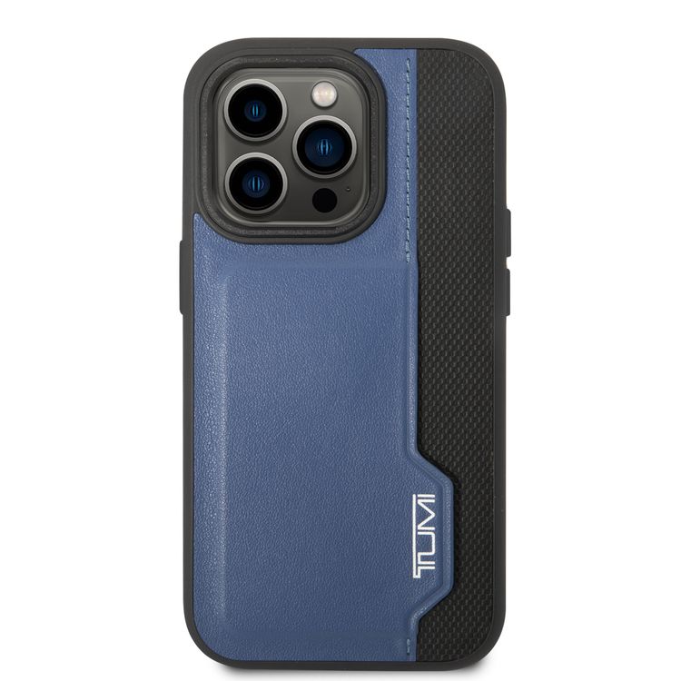 Tumi HC Leather Case With Vertical Card Slot iPhone 14 Pro Max - Blue