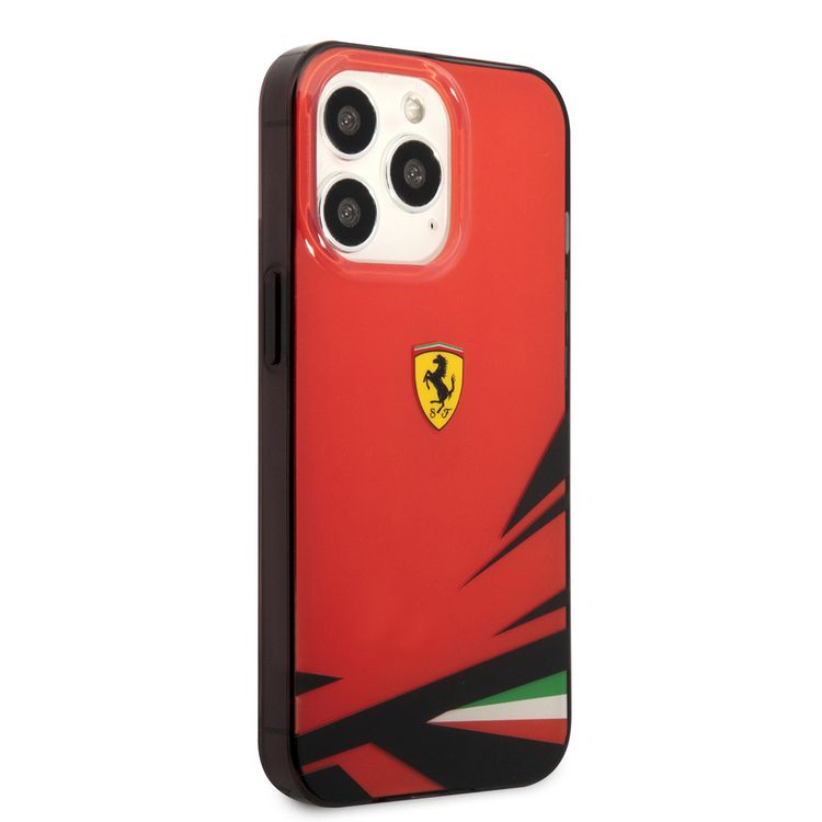 فيراري جراب ممتص للصدمات PC / TPU Scuderia مصبوغ ، حماية من السقوط ، متوافق مع ايفون 13 برو ماكس  - أحمر