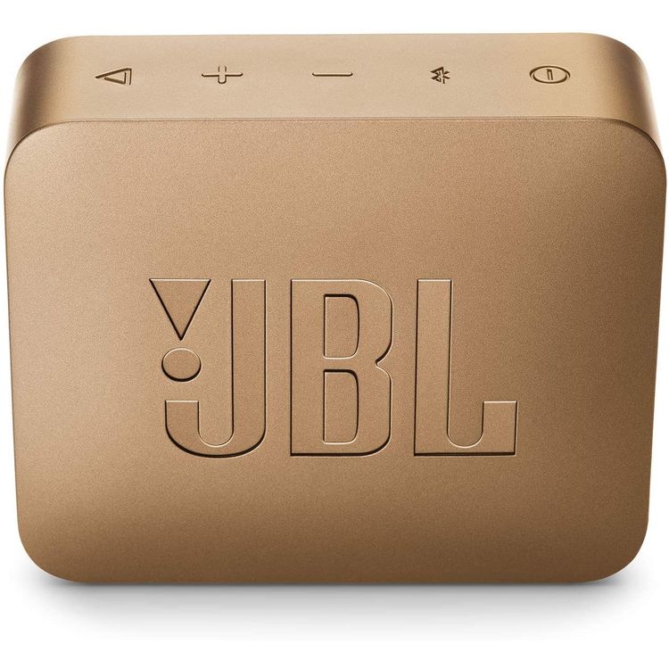 JBL GO 2 Portable Wireless Bluetooth Speaker, 5-hours Playtime, IP67 Waterproof Feature, Speaker Built-in Noise-Cancelling Speakerphone - Champagne Gold