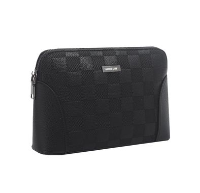 Green Lion Vallon Clutch Bag with Water-Resistant PU Leather Material, Delicate Texture, Easy to Handle, Large Capacity, Multiple Pockets - Black