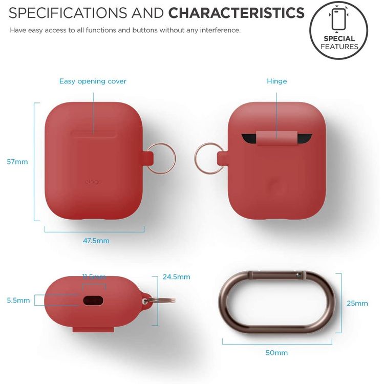 Apple AirPods 1 & 2 Elago Hang Case - Red