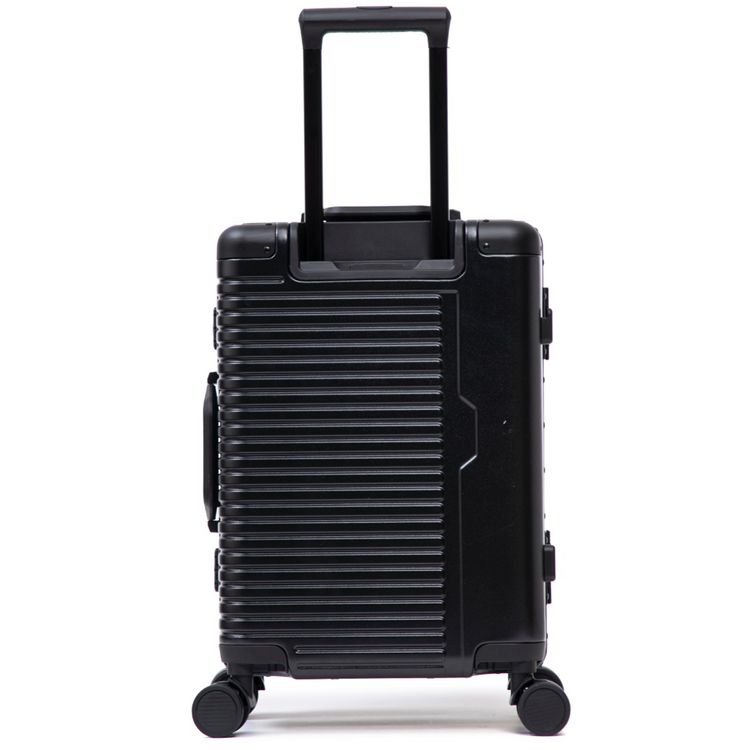 Levelo Aluminum & PC Luggage Set with Reinforced Lock Latch, 4 Double Wheels, Up to 80kg Weight Bearing, 20", 24" & 28" Luggage Sizes, Impact-Resistant Corners, 360° Wheel Rotation - Black