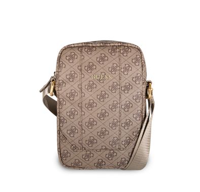 حقيبة جانبية من غيس ( GUTB8G4GFBR) حقيبة كمبيوتر لوحي 4G PU بشعار معدني كبير 8 "- بني