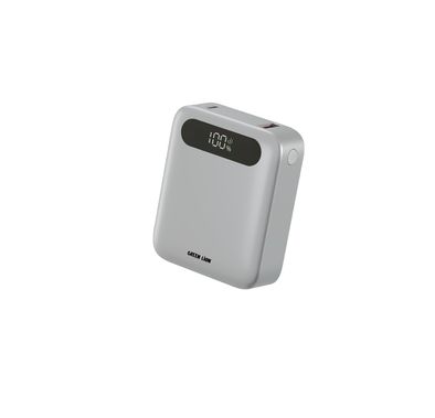 Green Lion Zuno 10000mAh Power Bank with Digital Display, 22.5W USB-A Output, 20W Power Delivery, Fast Charge Support, Flight-Approved, Mini Compact Design - Silver